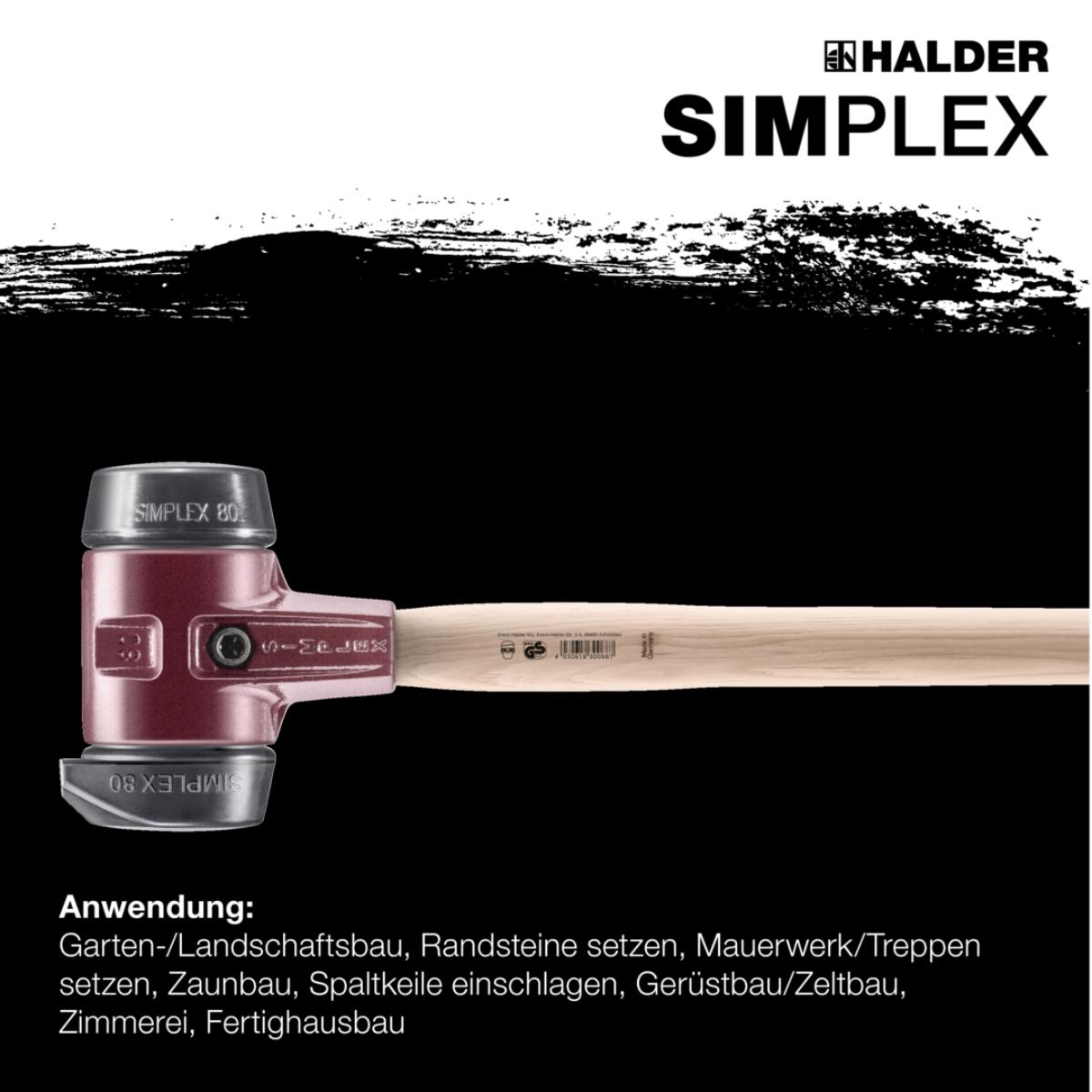 HALDER SIMPLEX - Vorschlaghammer mit TE-Gehäuse und Holzstiel, Gummikomposition mit Standfuss
