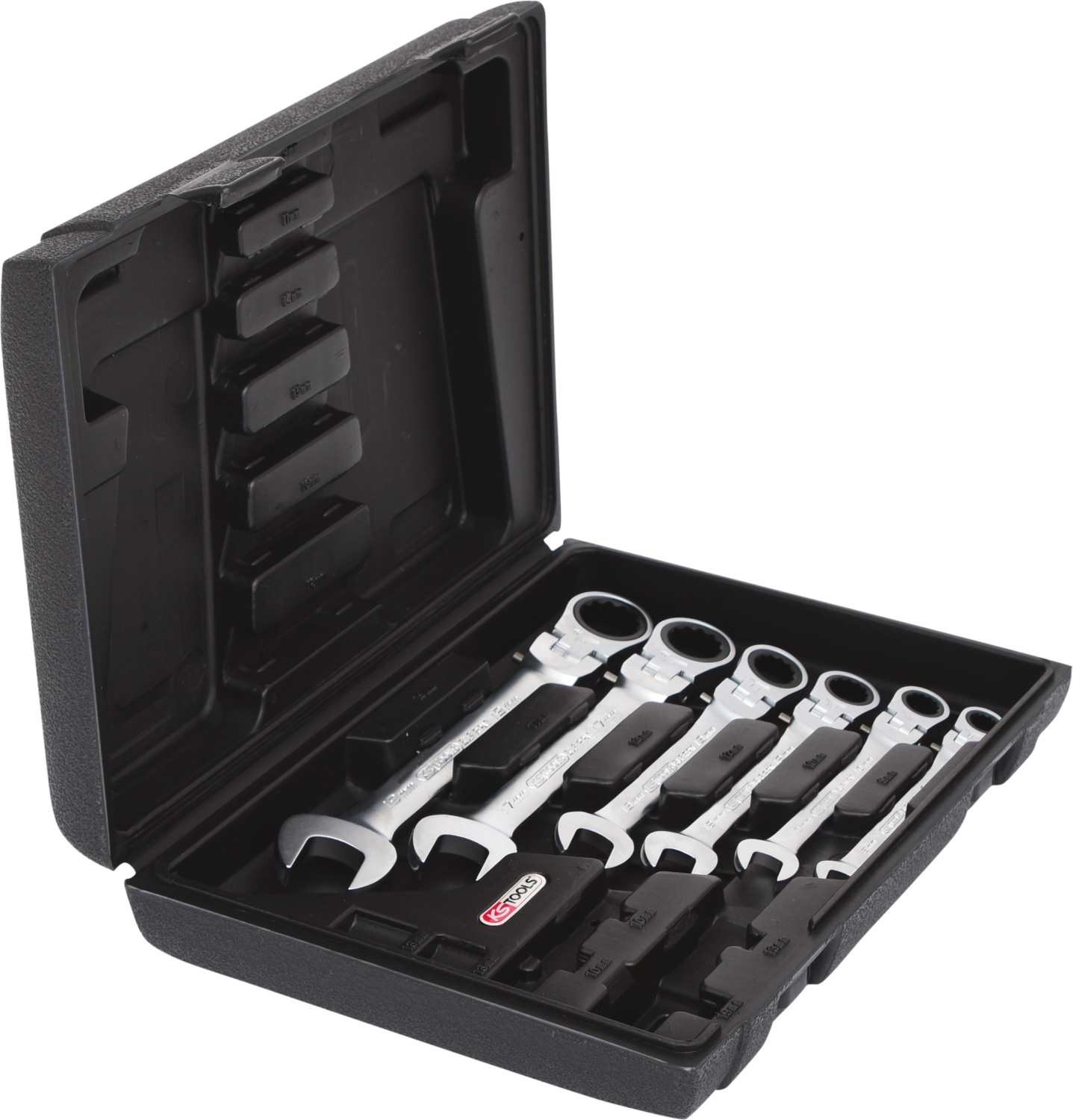 KS Tools GEARplus Gelenk-Ratschenringmaulschlüssel-Satz, 6-tlgfeststellbar