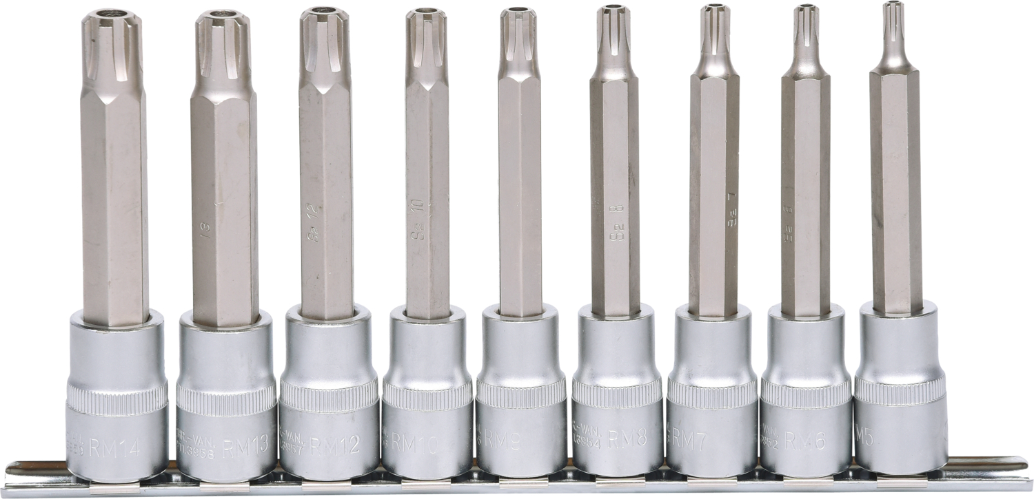 KS Tools 1/2" RIBE-Bit-Stecknuss-Satz, lang, 9-tlg