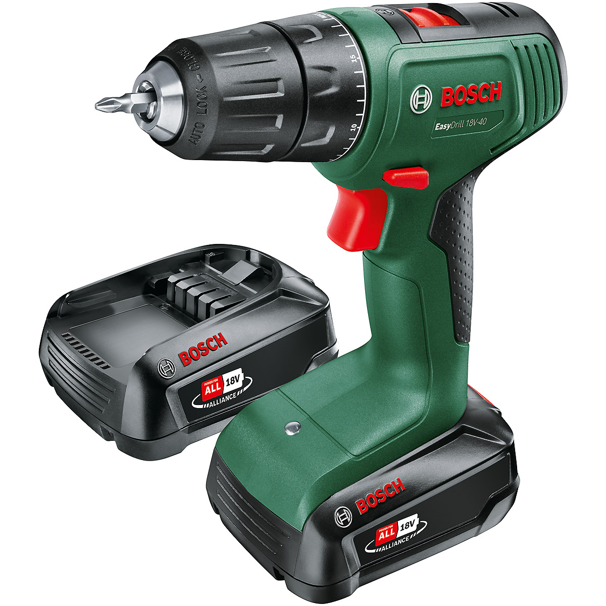 Bosch Akku-Bohrschrauber EasyDrill 18V-40: 2x Akkupack PBA 18V 2.0Ah W-B
