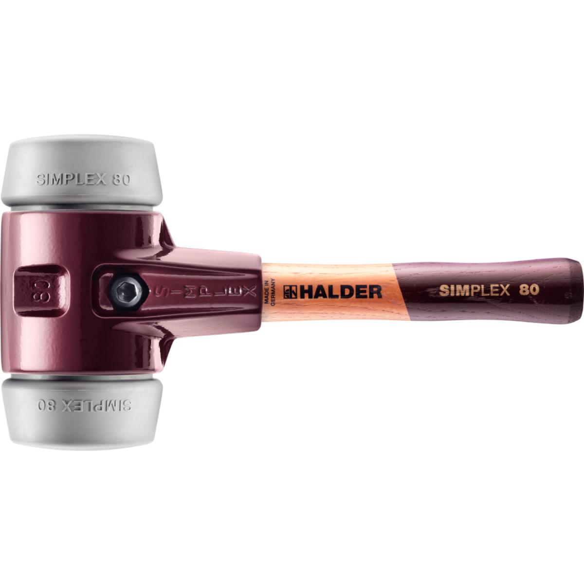 HALDER SIMPLEX - Schonhammer mit TE-Gehäuse und Holzstiel, TPE-mid Ø 80 - Länge Stiel 230 mm