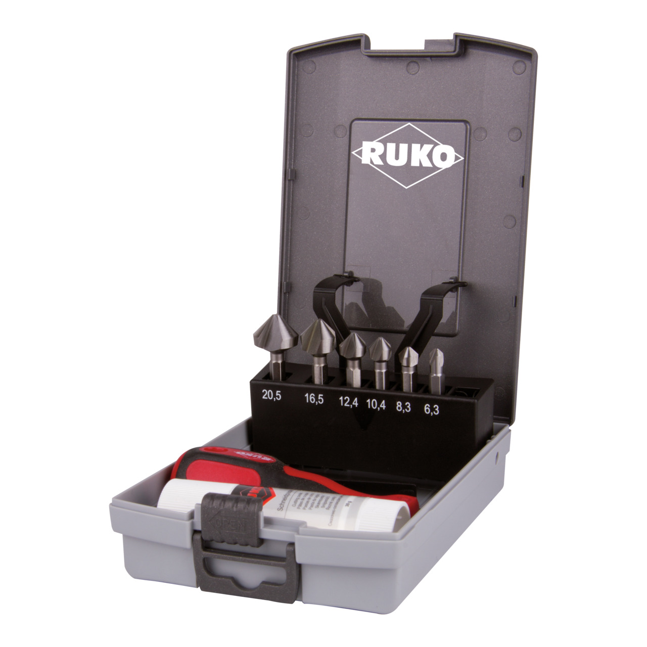 RUKO Kegelsenker-Bit-Satz 90° "Lang" HSS - 8-tlg.