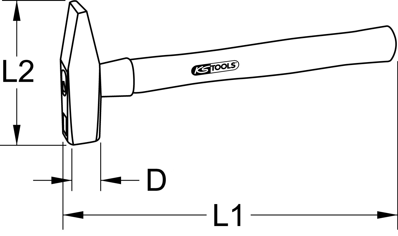 KS Tools Schlosserhammer mit Hickorystiel