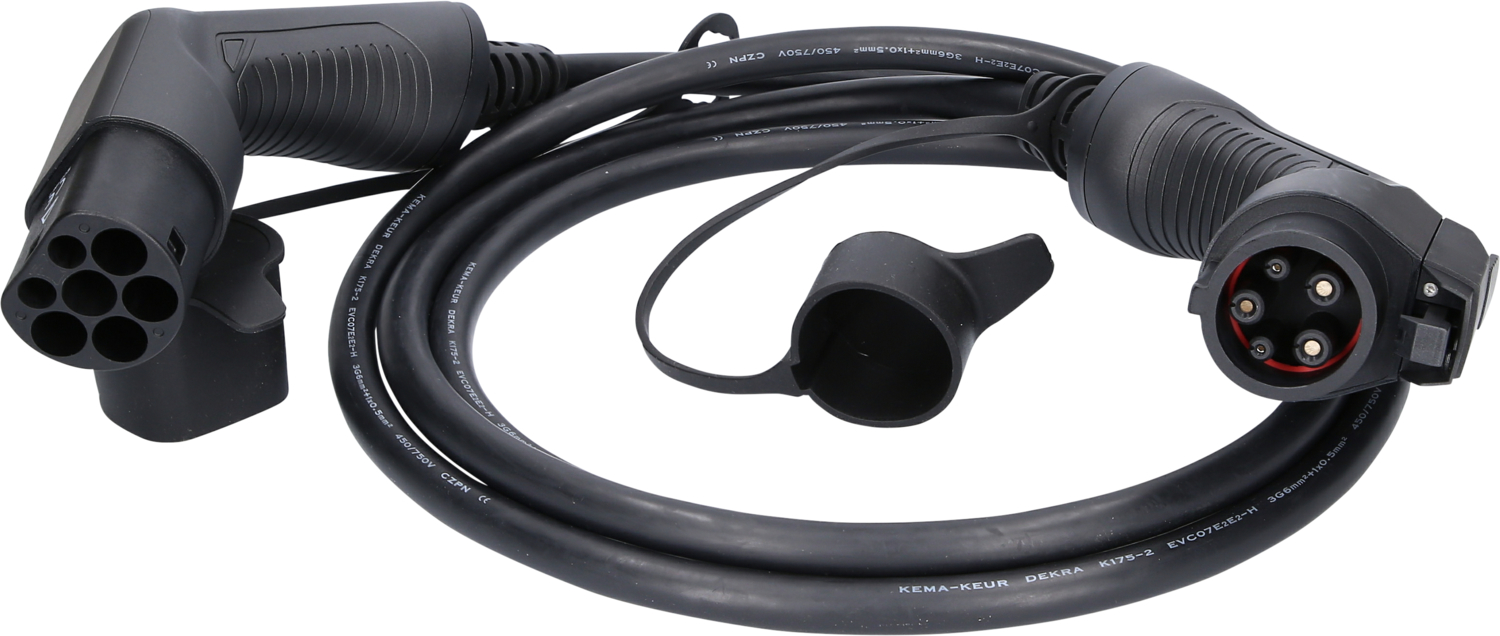 efuturo Ladekabel gerade, Typ 2 auf Typ 1 Stecker, 1 Phase, bis zu 7,4 kW, 32 A, 230 V, Mode 3, 3m