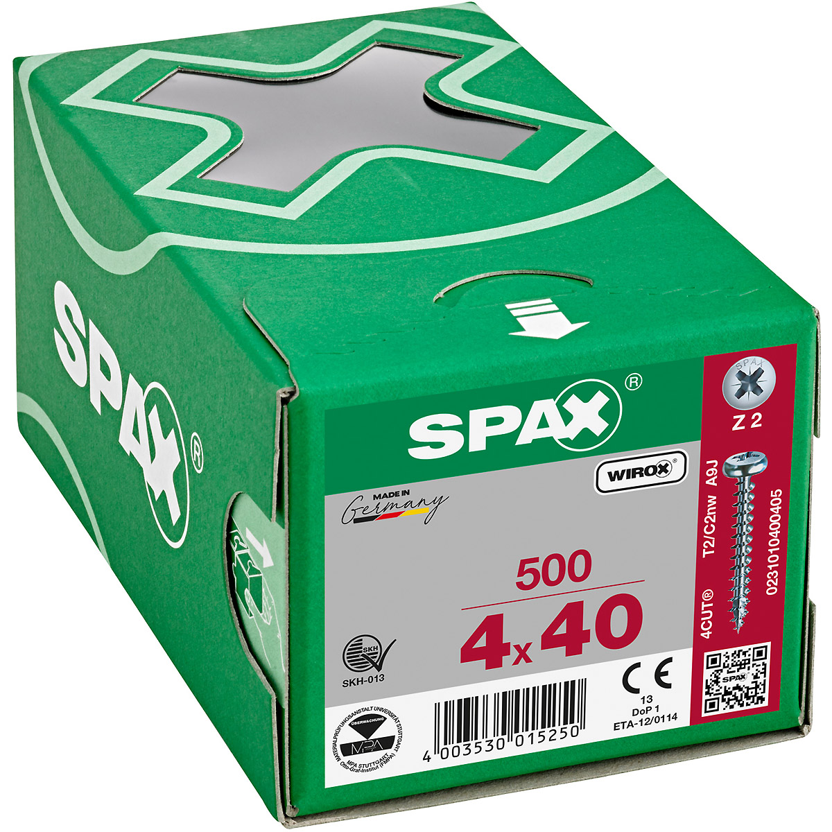 SPAX Halbrundkopf Kreuzschlitz Z2 Vollgewinde WIROX, 500 Stück