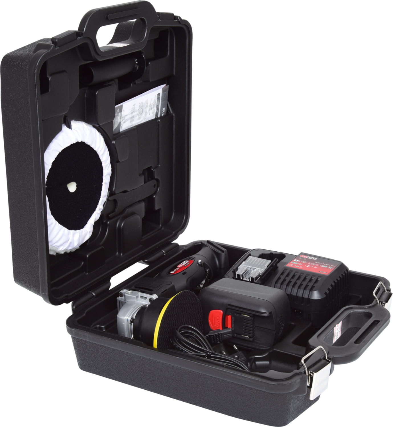 KS Tools Akku-Poliermaschine, 2.300 U-min 18V, mit 1 Akku und 1 Ladegerät