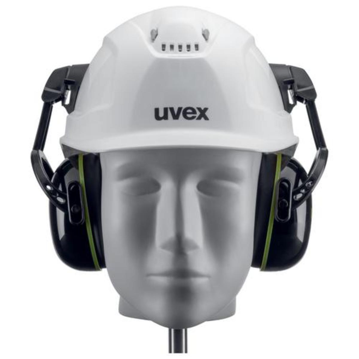 uvex K10H Kapselgehörschutz Helm Gehörschutzkapsel schwarz/ grün SNR 28 dB