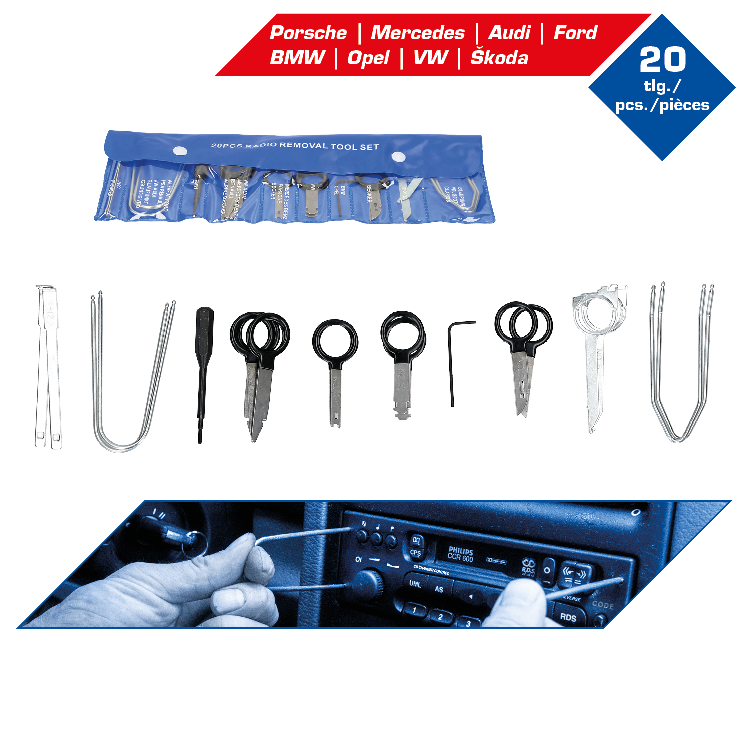 Brilliant Tools Radio-Demontage-Satz, 18-tlg - BT511200