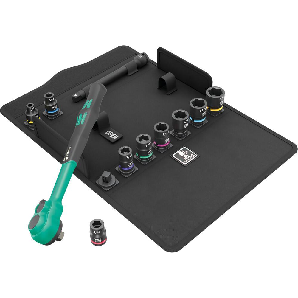 Wera 8100 SB 13 Zyklop Comfort Knarrensatz, Umschalthebel, 3/8"-Antrieb, zöllig
