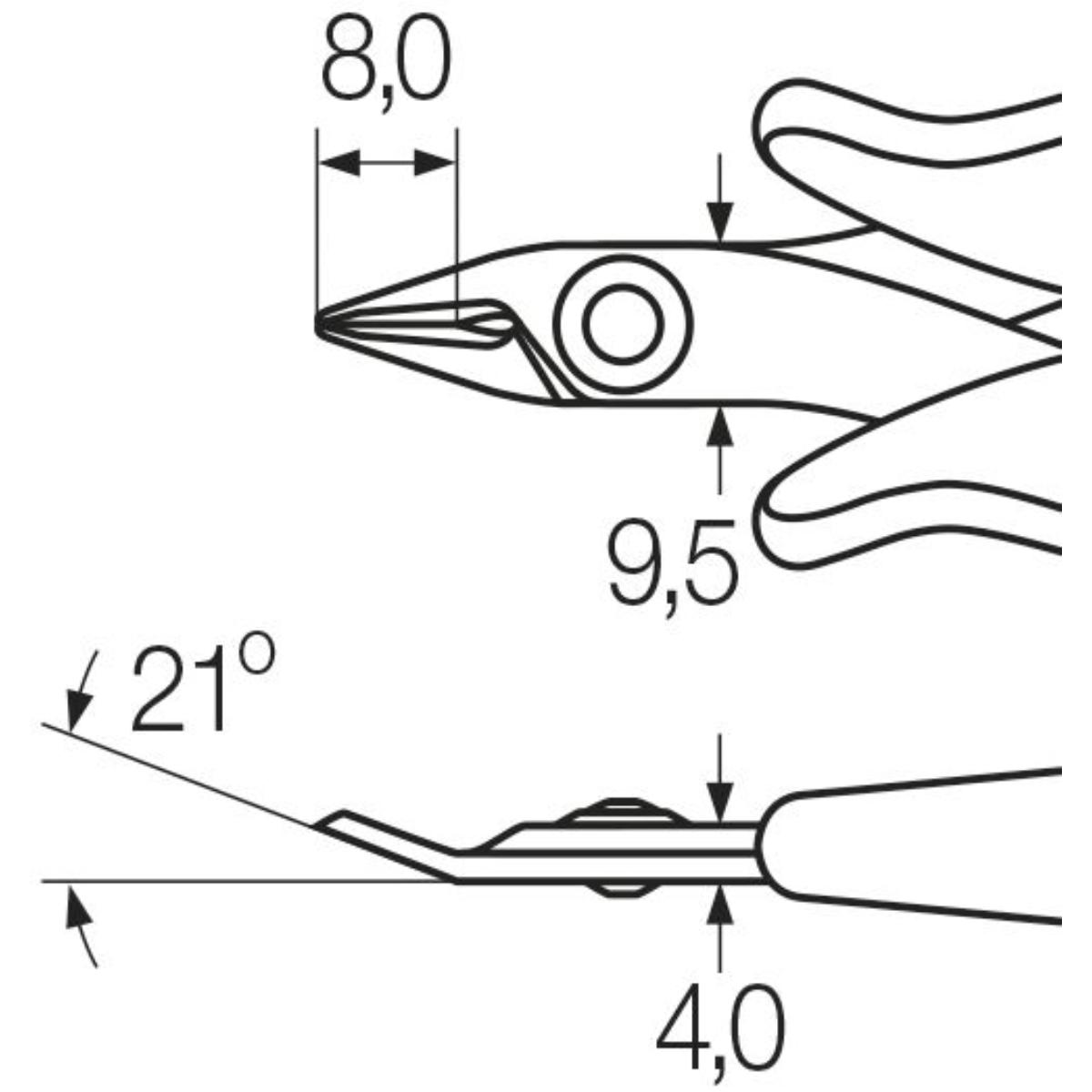Wiha Seitenschneider Electronic sehr schmaler, spitzer Kopf ohne Wate - Blisterverpackung - 5 Stück