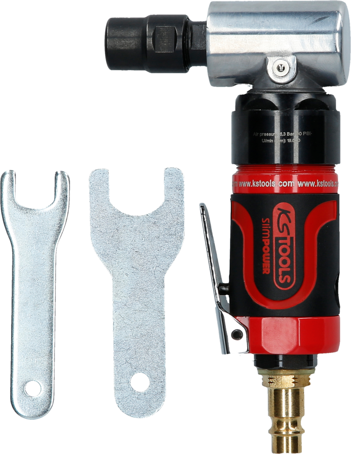 KS Tools SlimPOWER Mini-Druckluft-Winkelstabschleifer, 19.000 U-min