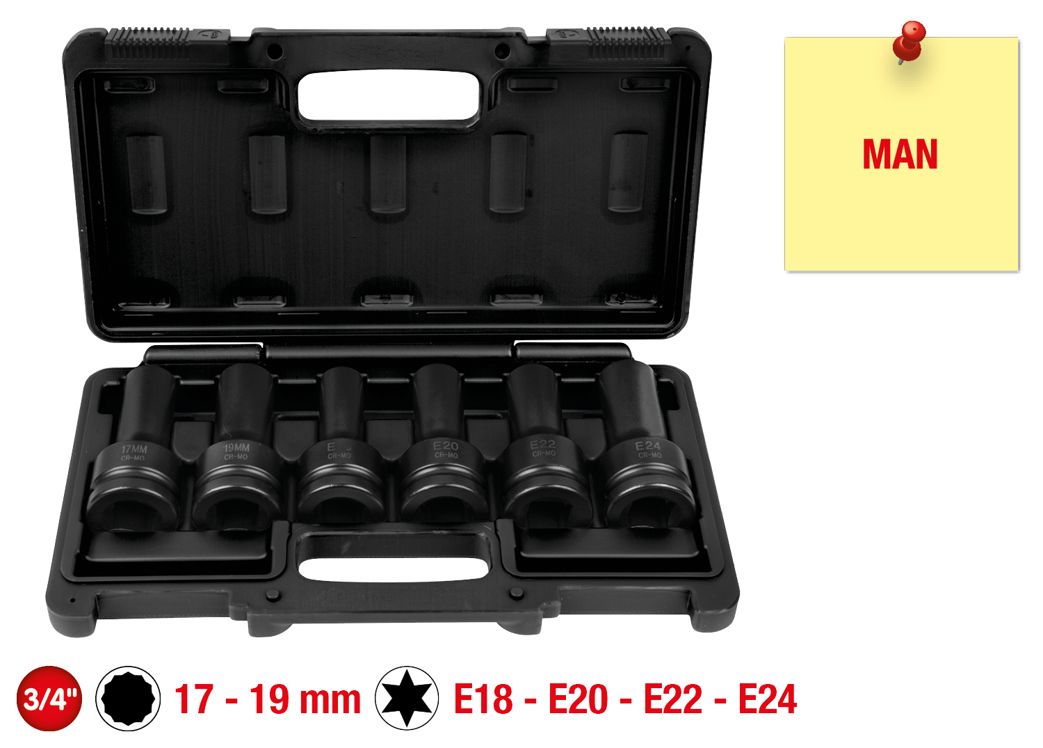 KS Tools 3/4" Kraft-Stecknuss-Satz, 6-tlg