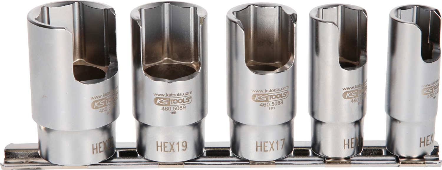 KS Tools 3/8" Spezial-Winkel-Rohrverbinder-Stecknuss-Satz, 5-tlg