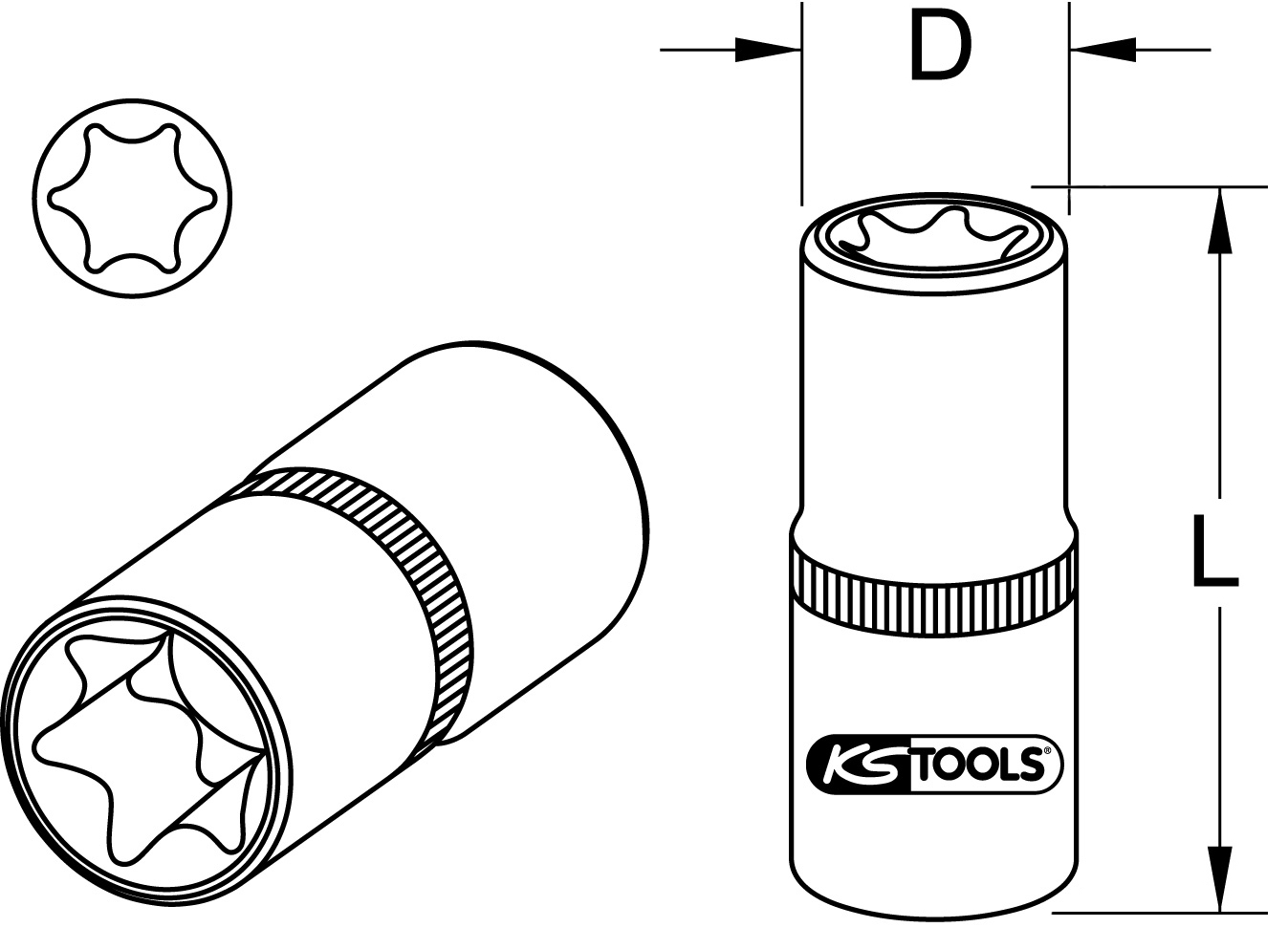 KS Tools 1/2" Torx-E-Stecknuss für Mercedes, extra kurz