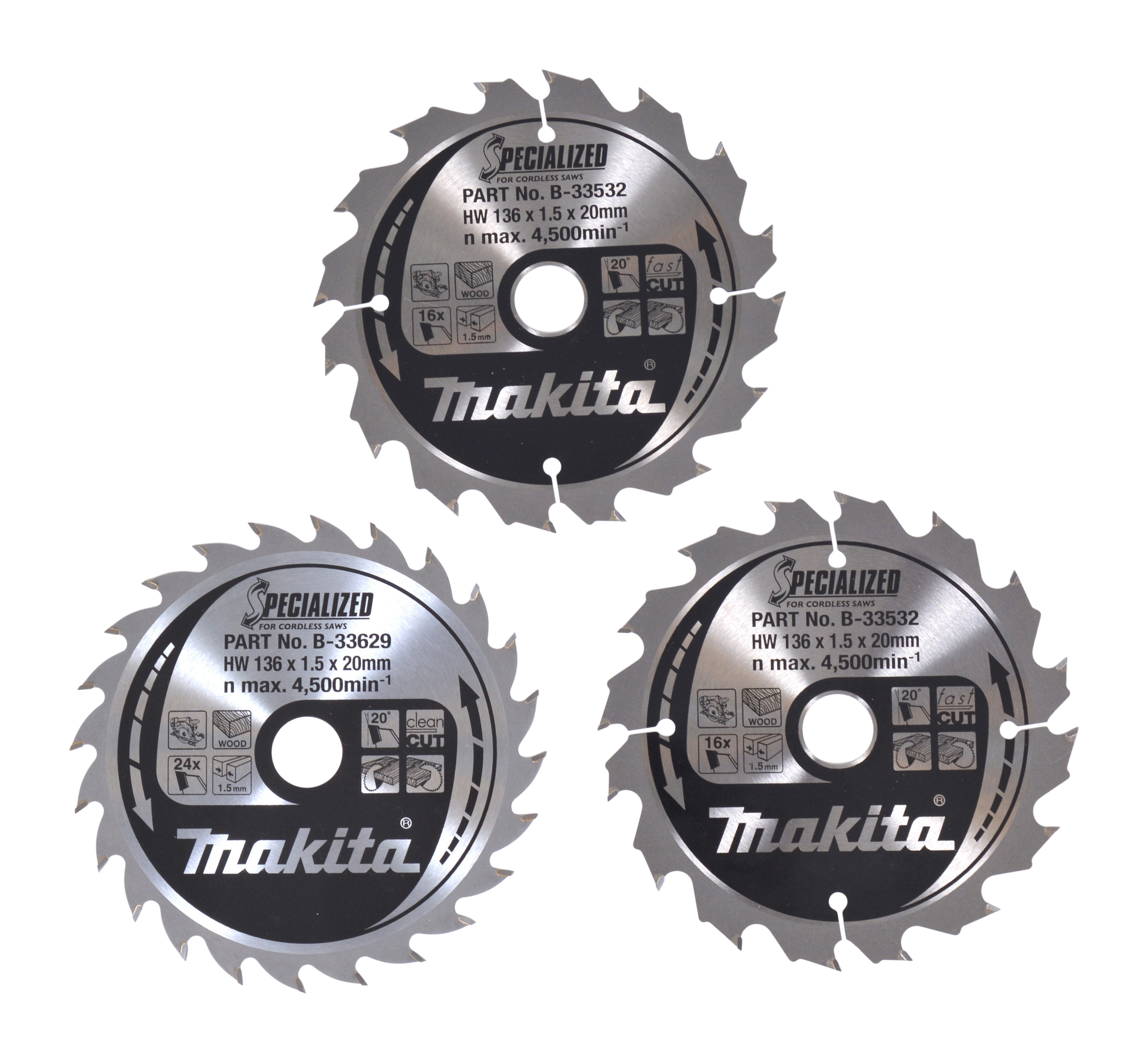 Makita Sägeblatt-Set 136x20x16Z+24Z - B-33897