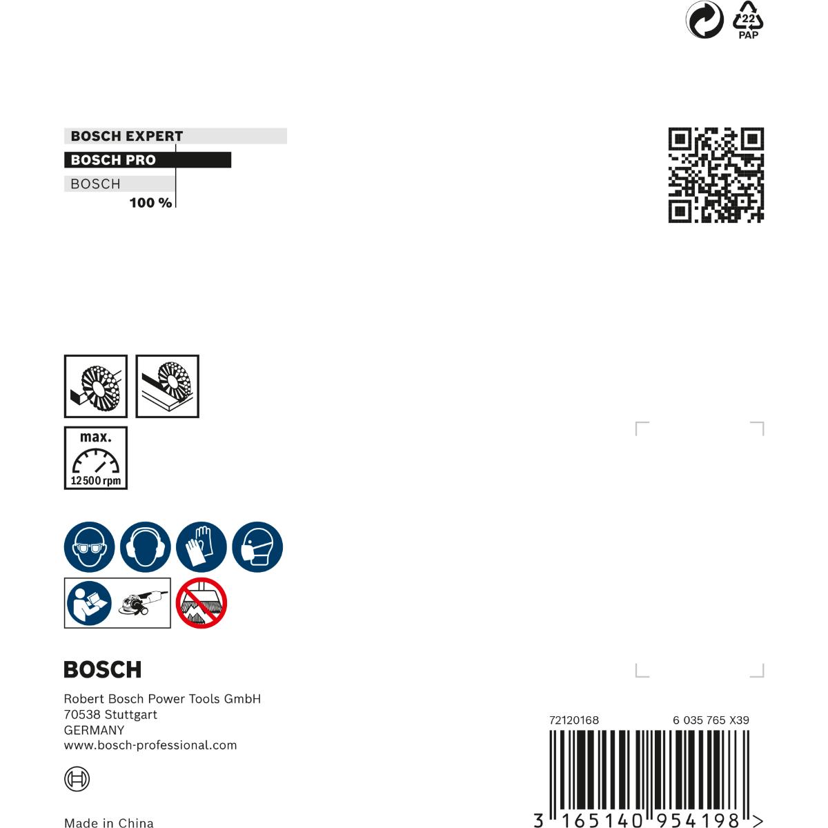 Bosch PRO Scheibenbürste Heavy for Inox X-LOCK, gezopft, rostfrei, 115 mm, 0,5 mm