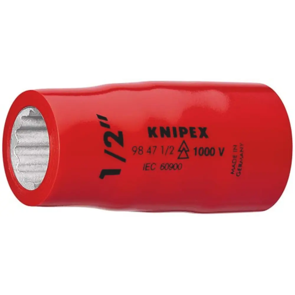 KNIPEX Steckschlüsseleinsatz (Doppel-Sechskant) mit Innenvierkant 1/2 Zoll 55 mm