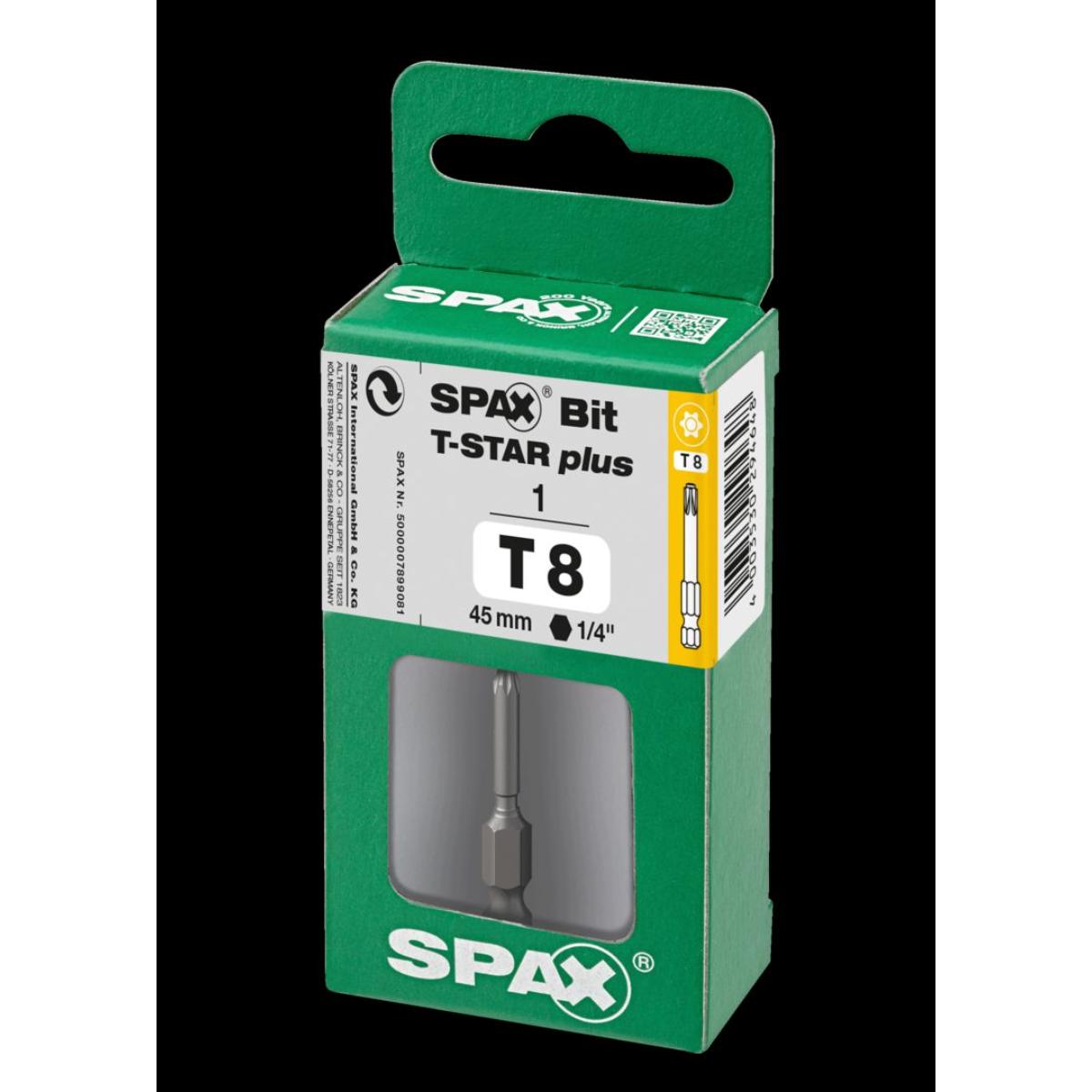 SPAX BIT T-STAR PLUS T8 45mm S 1 ST