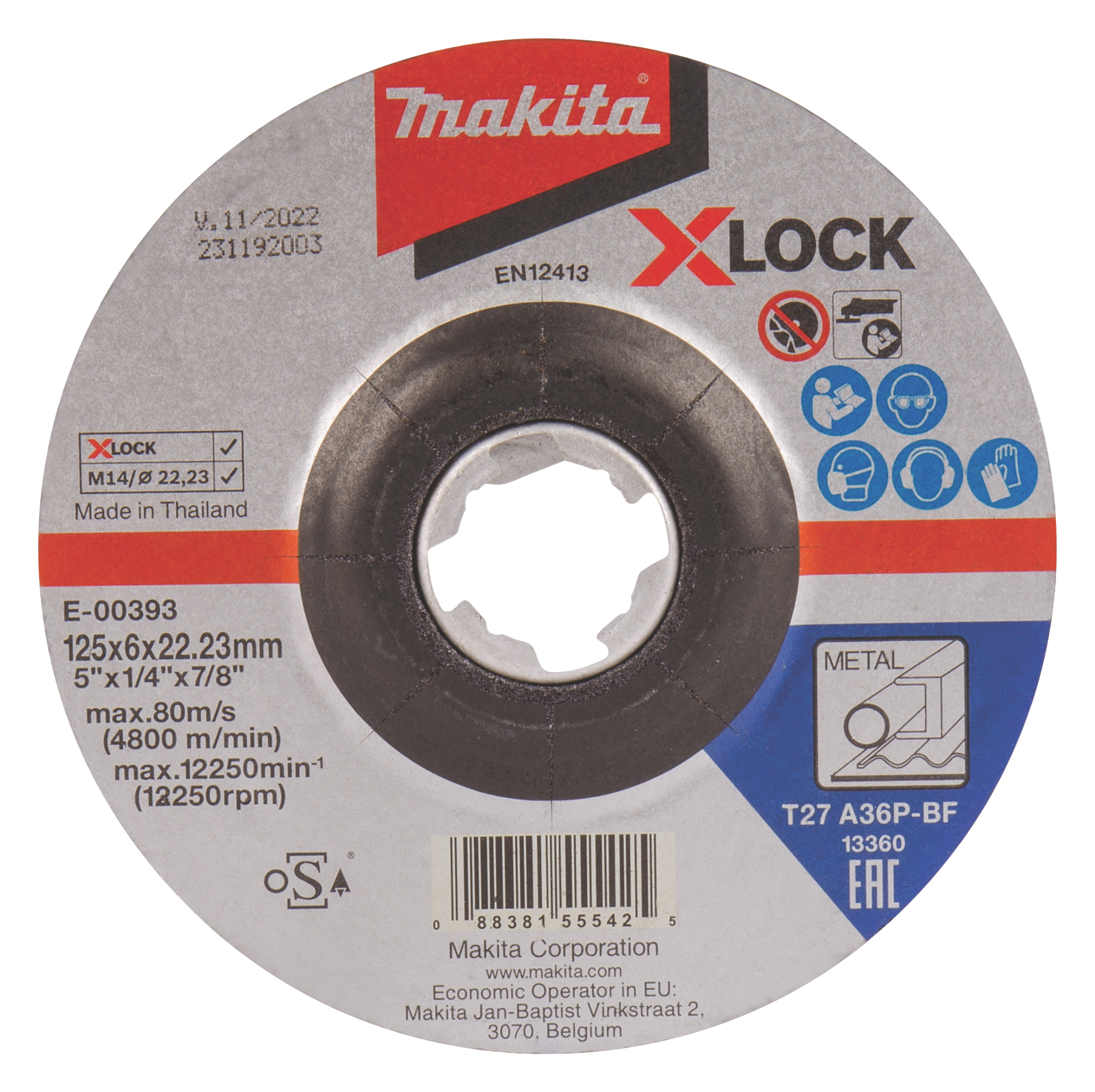 Makita Schruppscheibe 125 mm A36P-BF, 1 Stück - A36P-BF - 6 mm - X-LOCK - E-00393