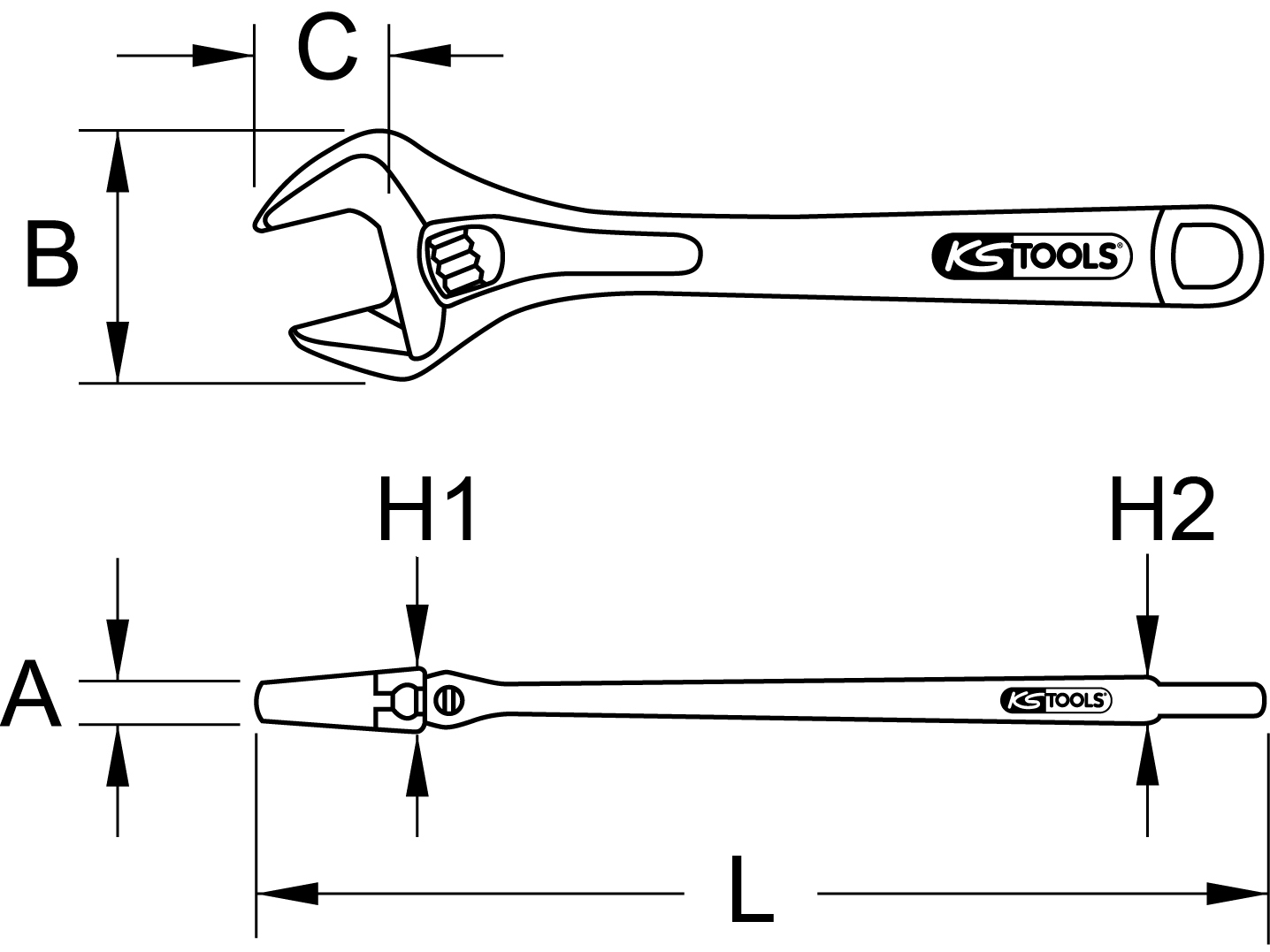 KS Tools EDELSTAHL Rollgabelschlüssel, verstellbar