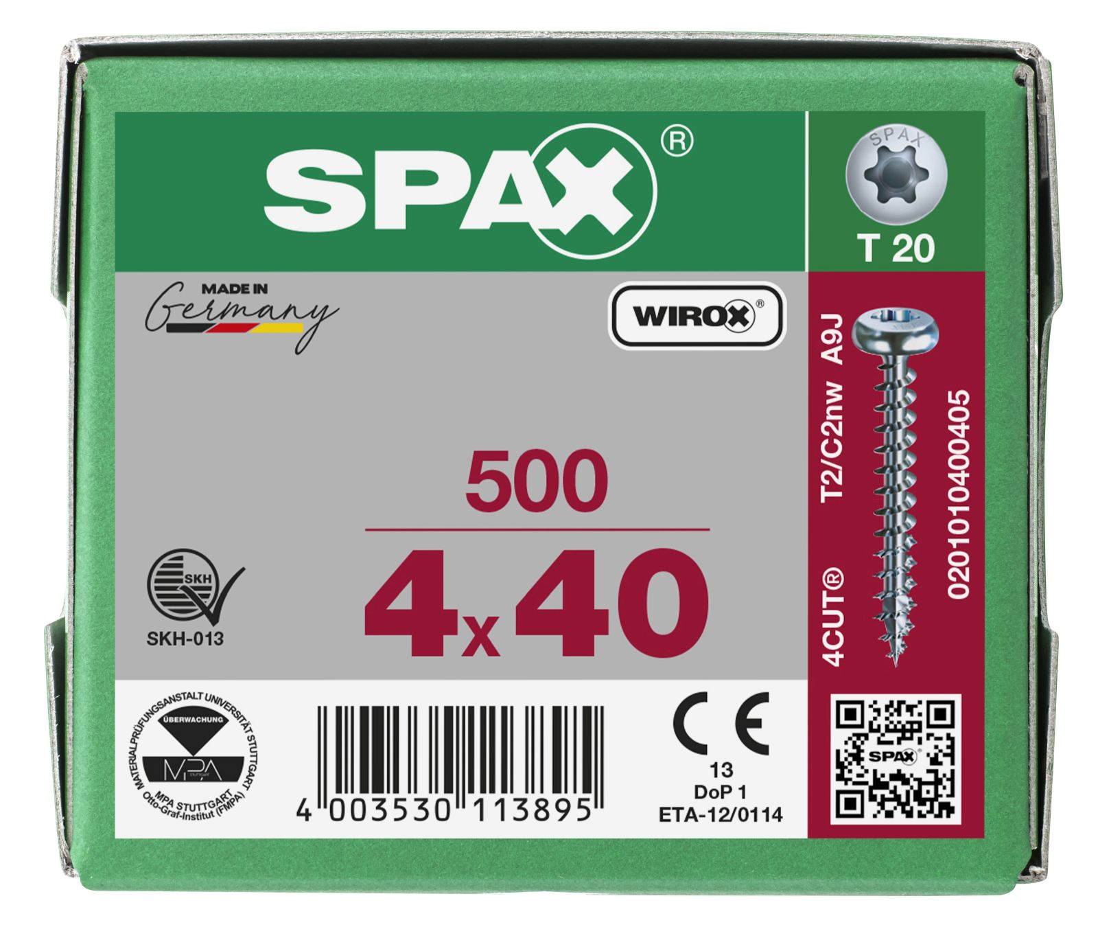 SPAX Halbrundkopf T-Star Plus T20 Vollgewinde WIROX, 500 Stück