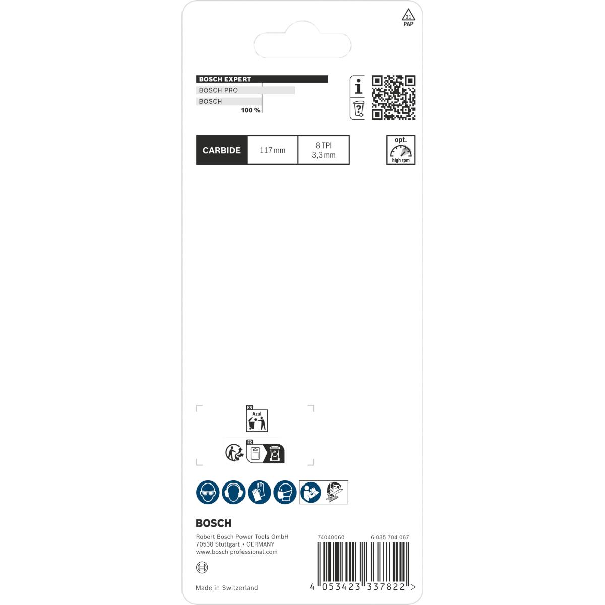Bosch EXPERT Plastic Composites clean T301CHM Stichsägeblatt, 3-Stück