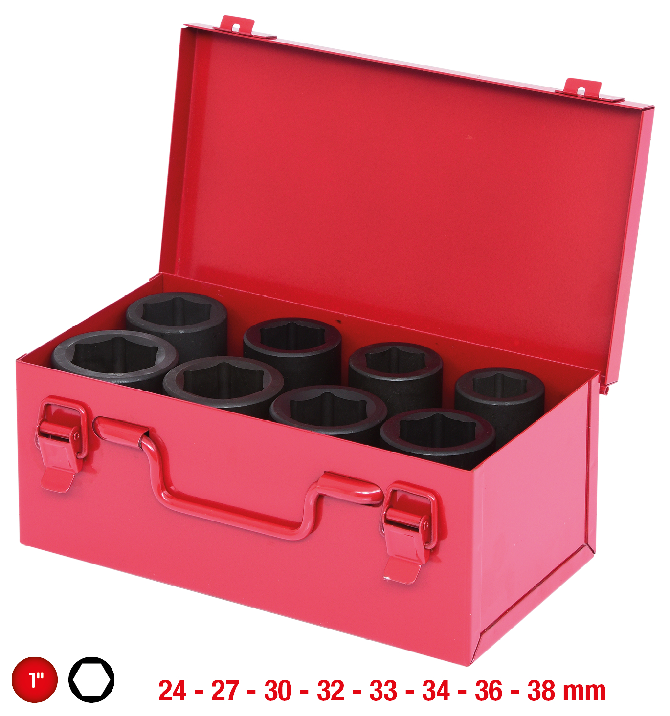KS Tools 1" Sechskant-Kraft-Stecknuss-Satz, lang, 8-tlg