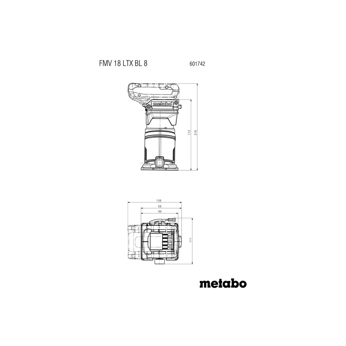 Metabo Akku-Kantenfräse FMV 18 LTX BL 8 - metaBOX 145 L