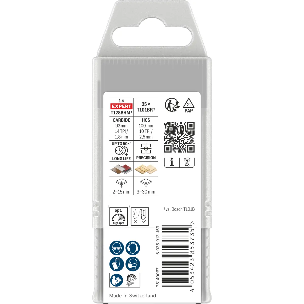 Bosch T101BR und EXPERT Laminate clean T128BHM Stichsägeblätter-Set, 26-tlg.