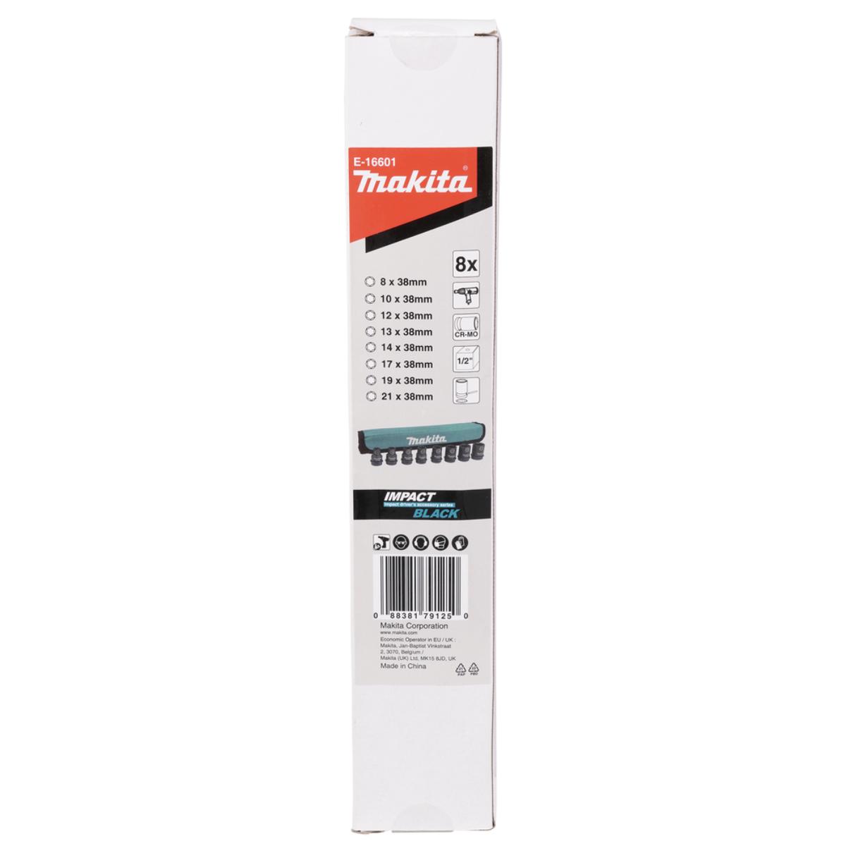Makita IMPACT BLACK Schlagnuss-Set 8-teilig - 1/2 Zoll - Impact Black - E-16601