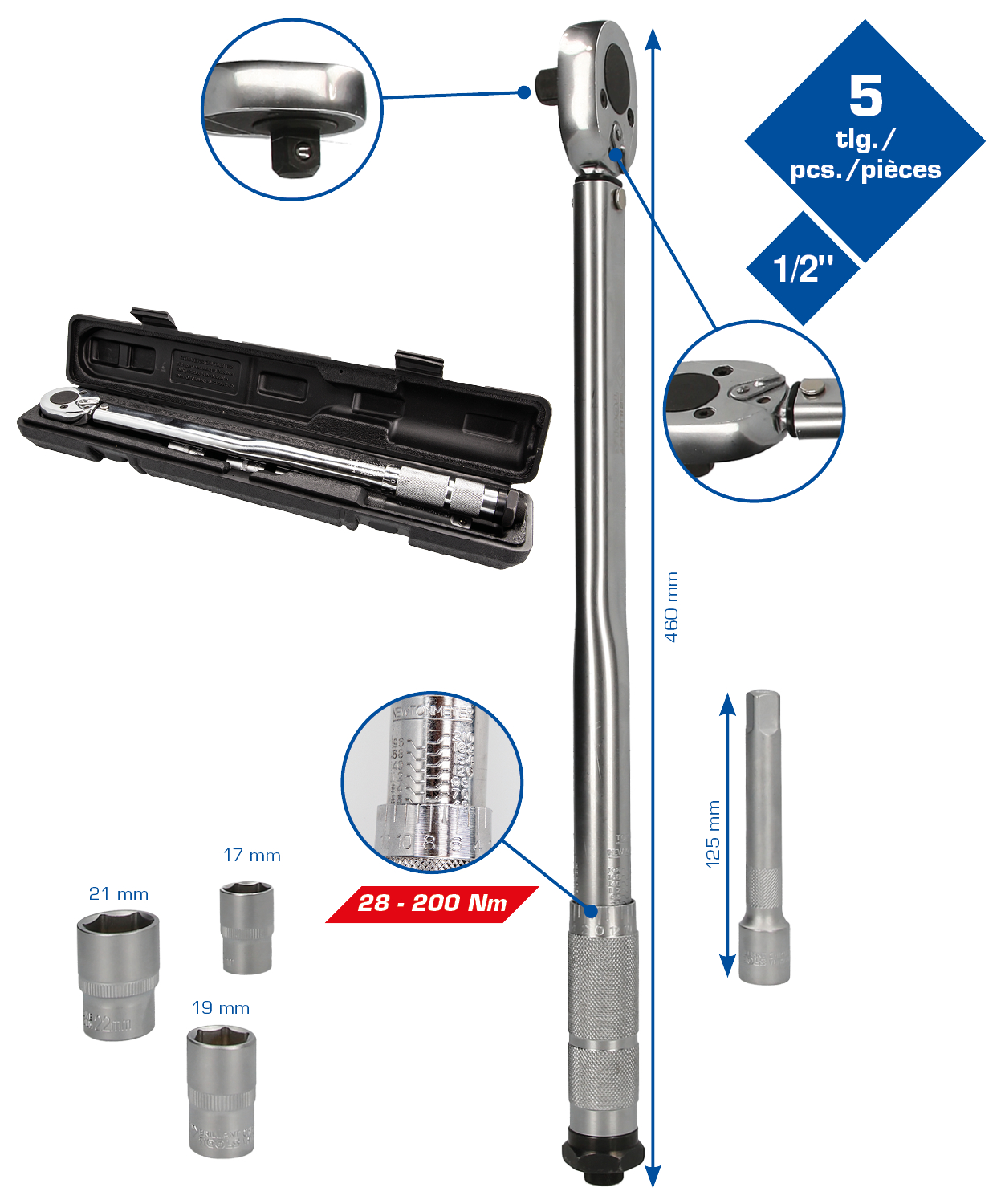 Brilliant Tools Drehmomentschlüssel-Satz, 5-tlg - BT142005