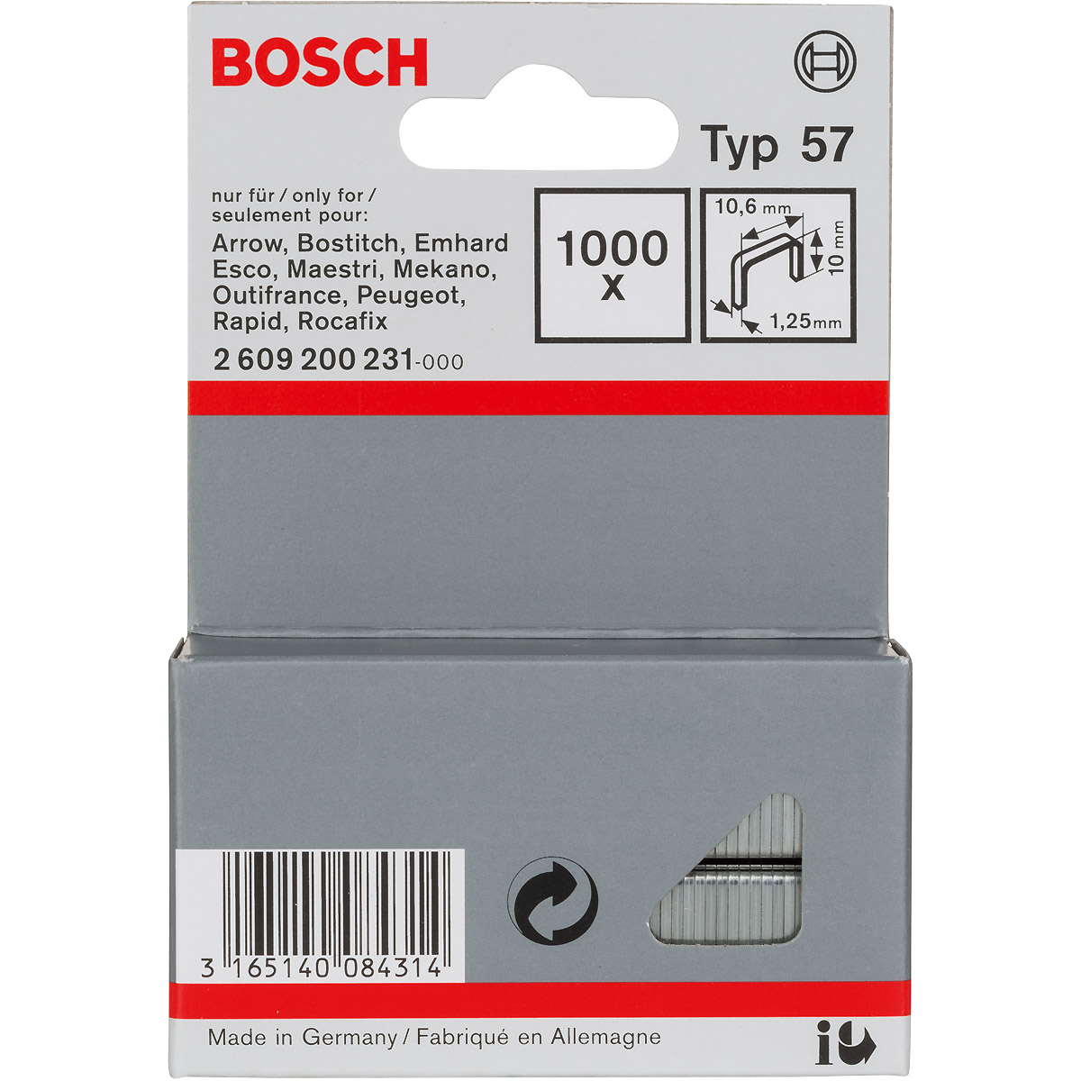 Bosch Flachdrahtklammer Typ 57, 10,6 x 1,25 x 10mm