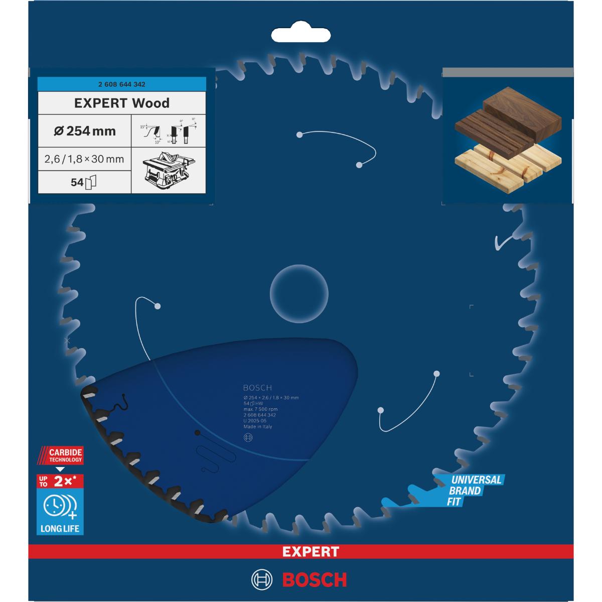 Bosch Kreissägeblatt Expert for Wood ø 254 mm