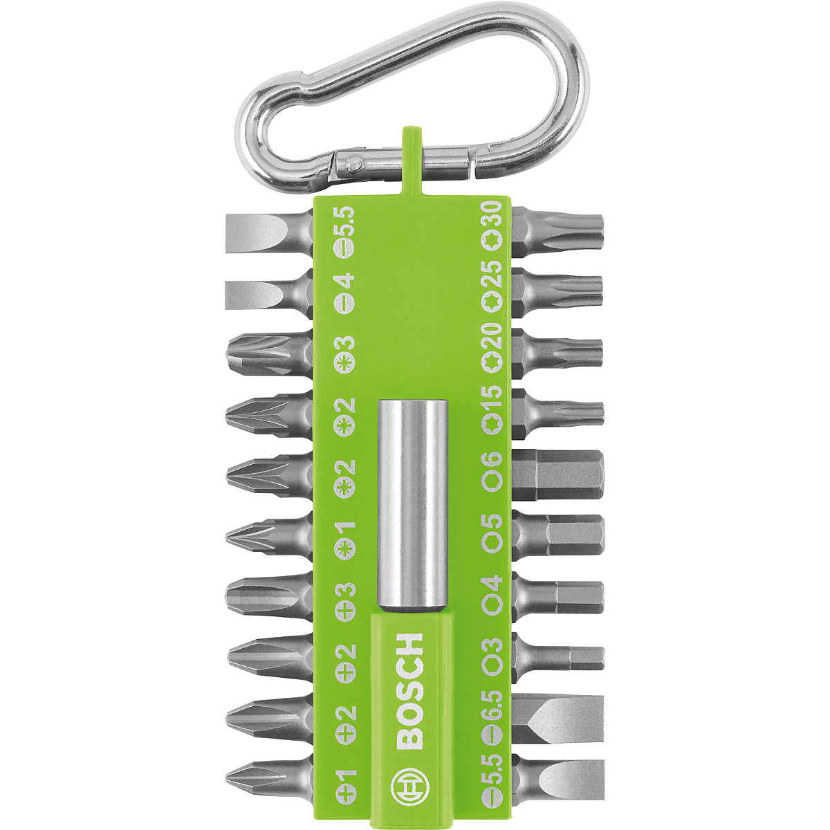 Bosch 21-teiliges Schrauberbit-Set mit Snap-hook (hellgrün) Ausstellerversion