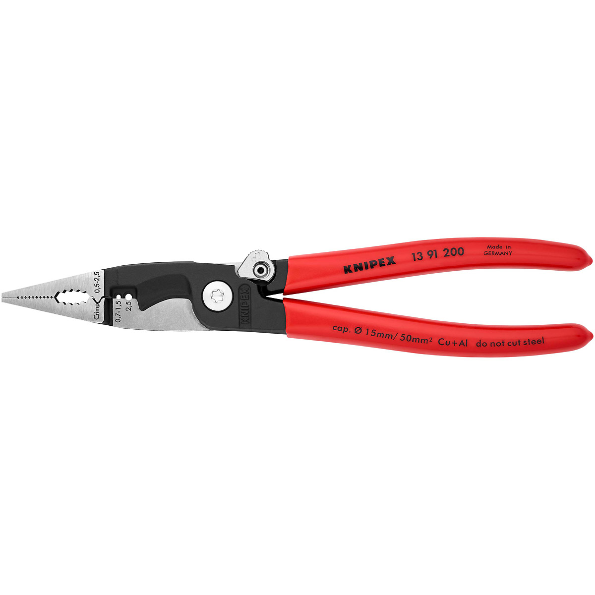 KNIPEX Elektro-Installationszange 200 mm schwarz atramentiert mit Kunststoff überzogen poliert