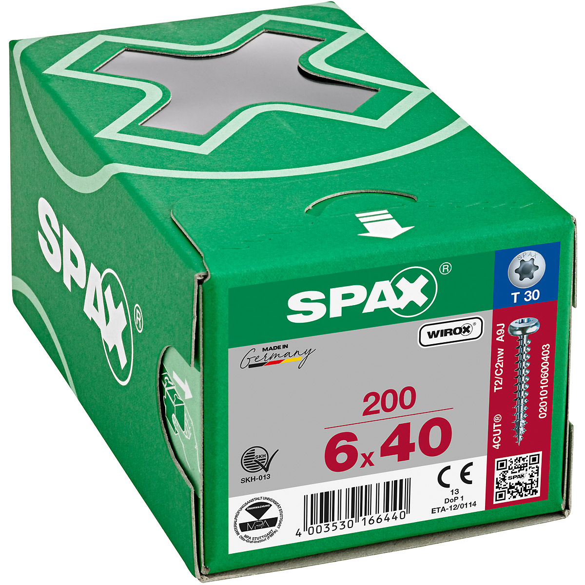 SPAX Halbrundkopf T-Star Plus T30 Vollgewinde WIROX, 200 Stück