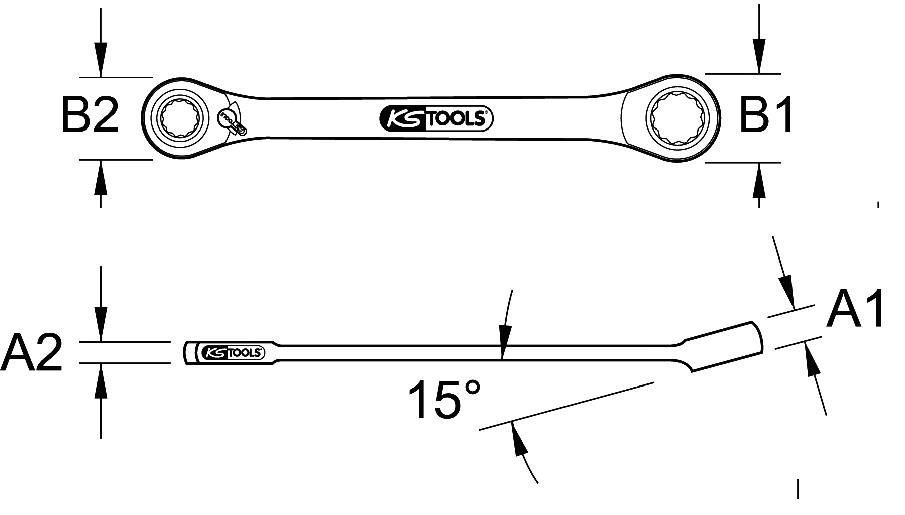 KS Tools GEARplus Mini-Bit-Umschalt-Ratschenringschlüssel 1/4"x1/4"