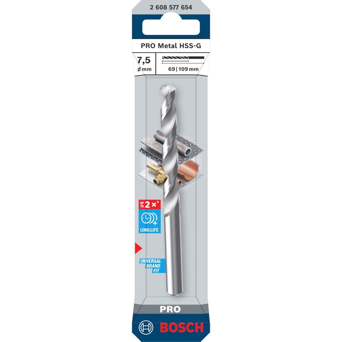 Bosch PRO Metal HSS-G Spiralbohrer, 7,5 x 69 x 109 mm