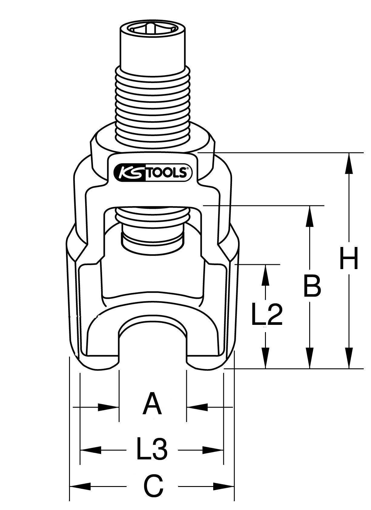 KS Tools 3/4" Vibro-Impact Universal-Kugelgelenk-Abzieher-Glocke 42 x 98 mm