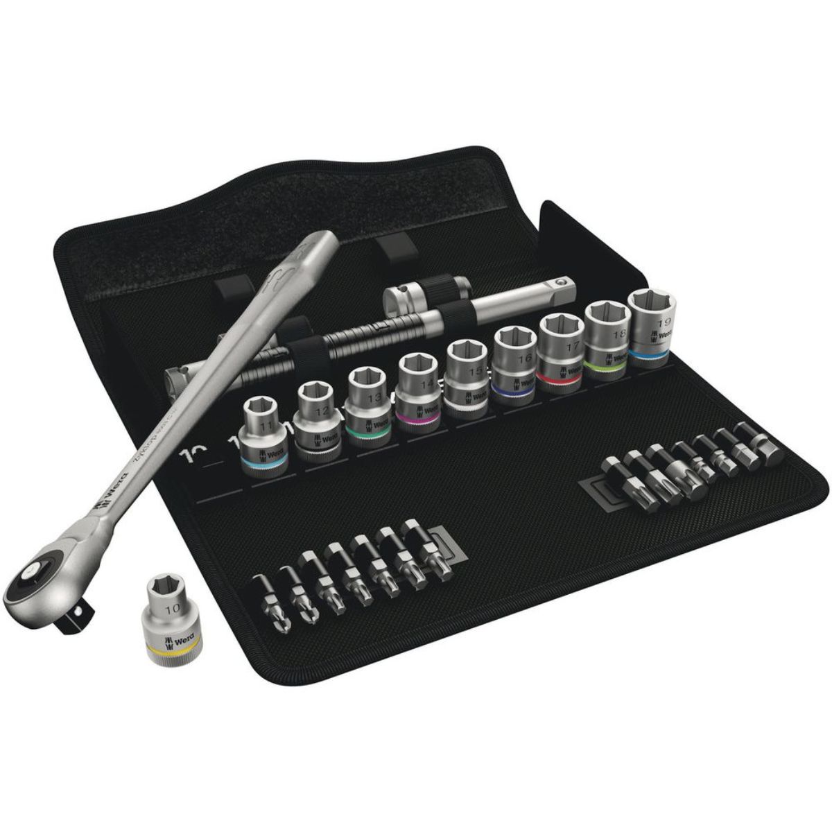 Wera 8100 SC 7 Zyklop Metal-Knarrensatz, Durchsteckvierkant, 1/2"-Antrieb, metrisch, 28-teilig