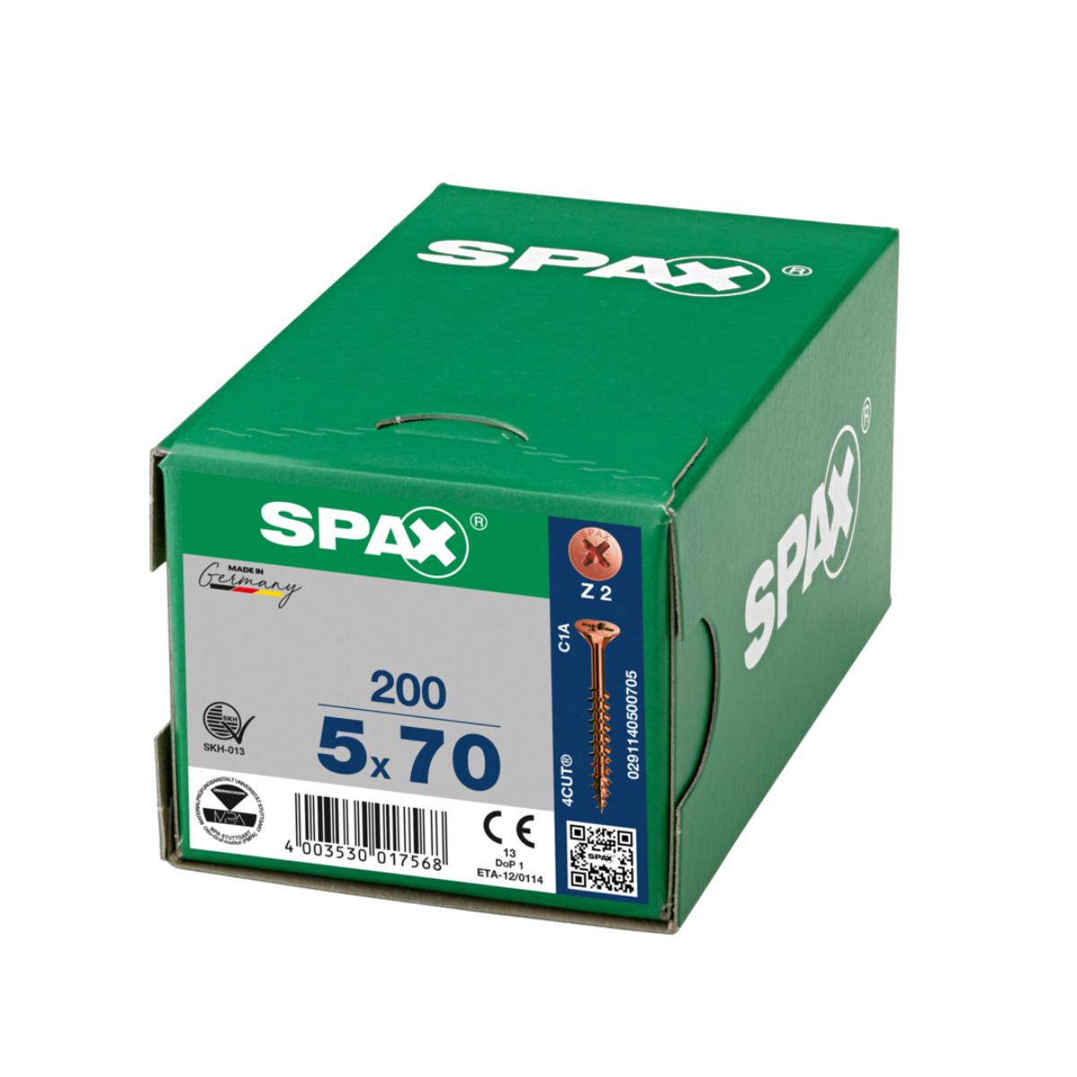 SPAX SENKMULTIKOPF KREUZSCHLITZ Z2 TEILGEWINDE BRUENIERT 200 Stück
