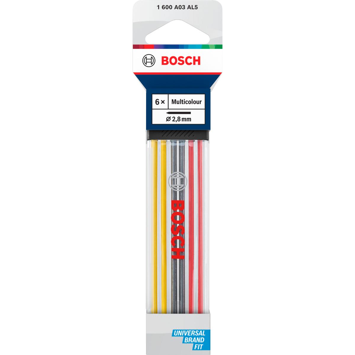 Bosch Stiftmine mehrfarbig, 2,8 mm Ersatzminen, 6-teilges Set