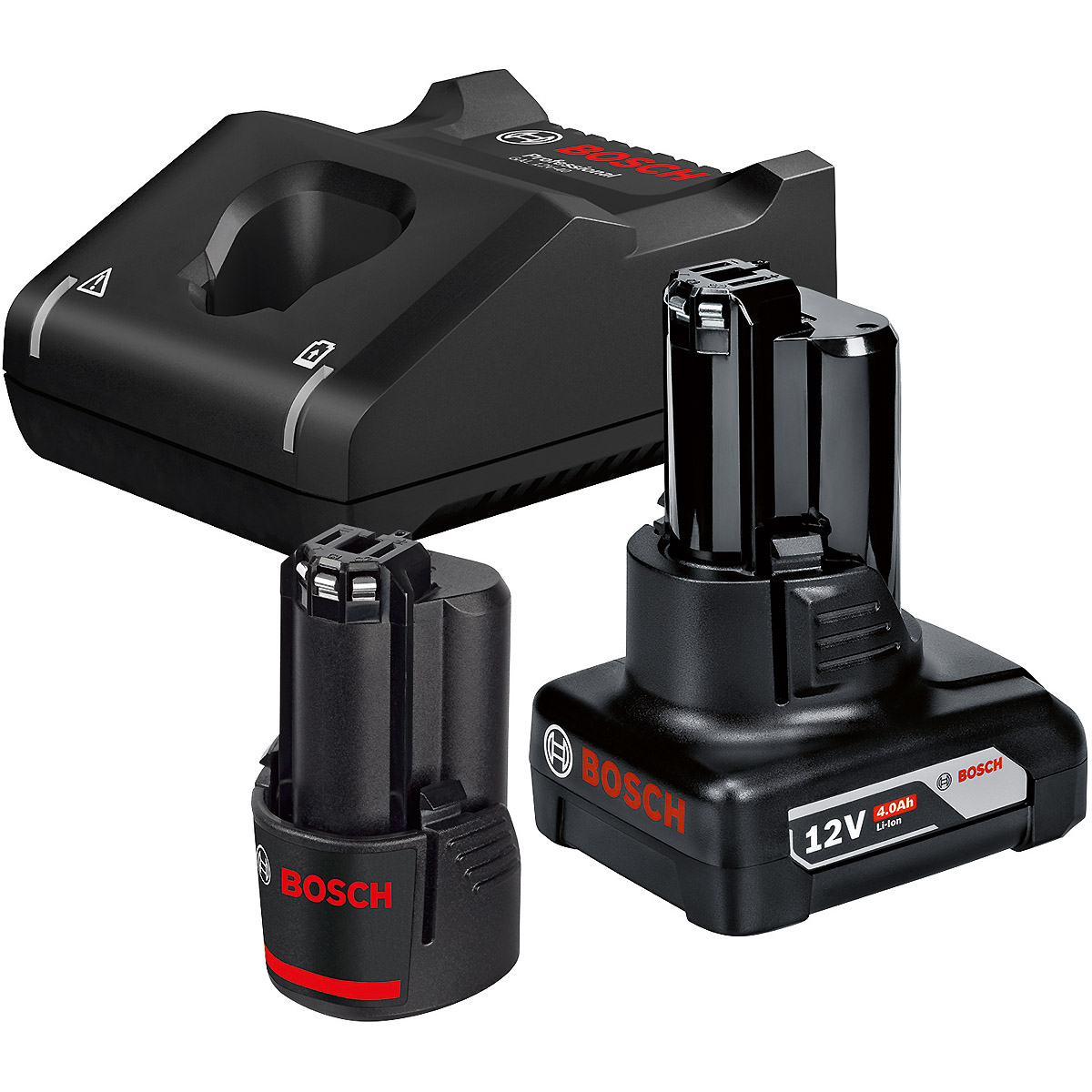 Bosch Akku Starter-Set: 1 x GBA 12 Volt, 2.0 Ah, 1 x GBA 12 Volt, 4.0 Ah, GAL 12V-40