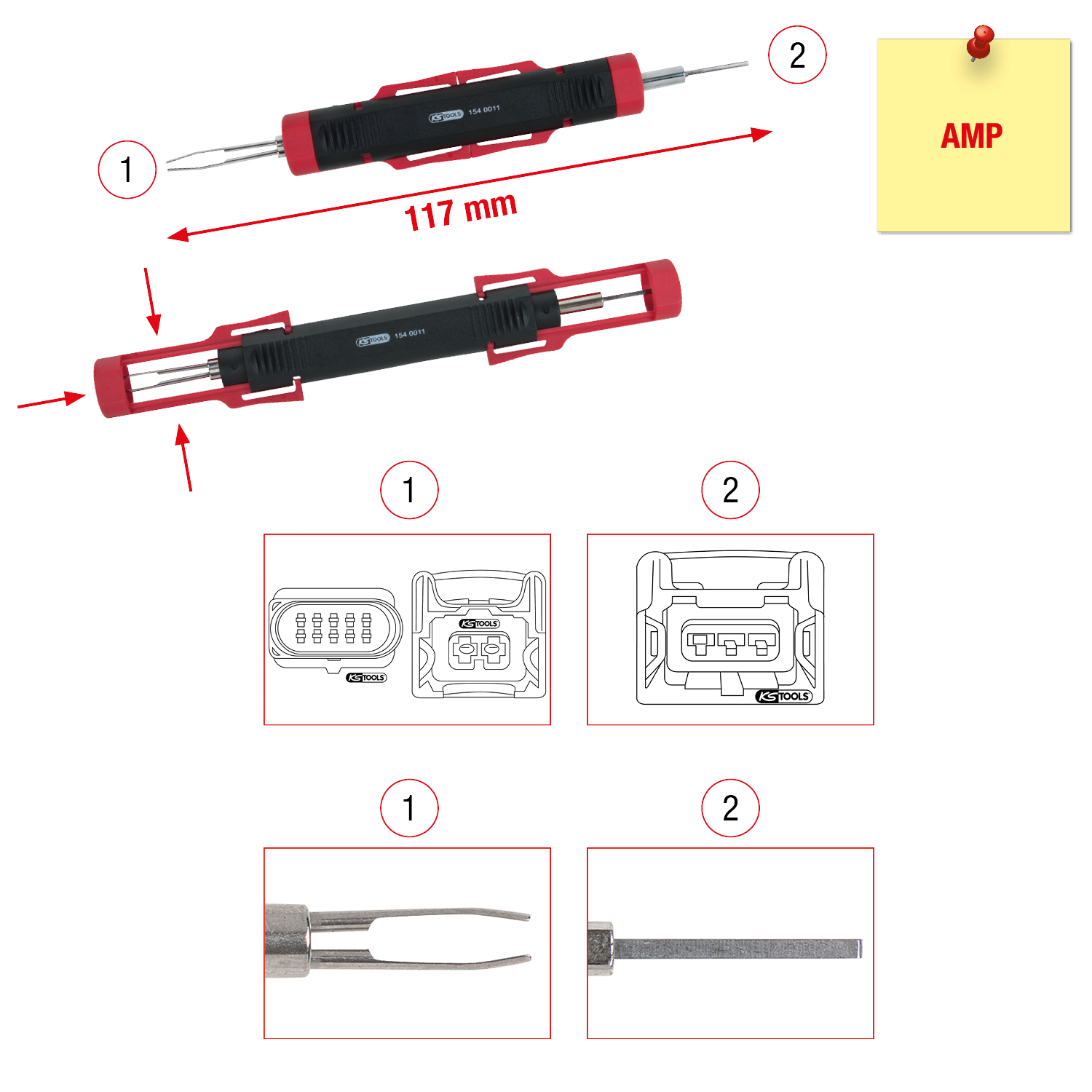 KS Tools Kabel-Entriegelungswerkzeug für Flachstecker und Flachsteckhülse