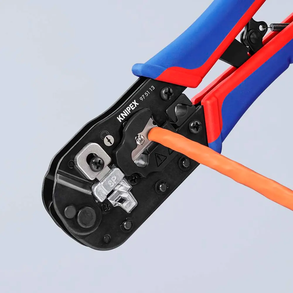 KNIPEX Crimpzange für RJ45-Westernstecker mit Mehrkomponenten-Hüllen brüniert 190 mm