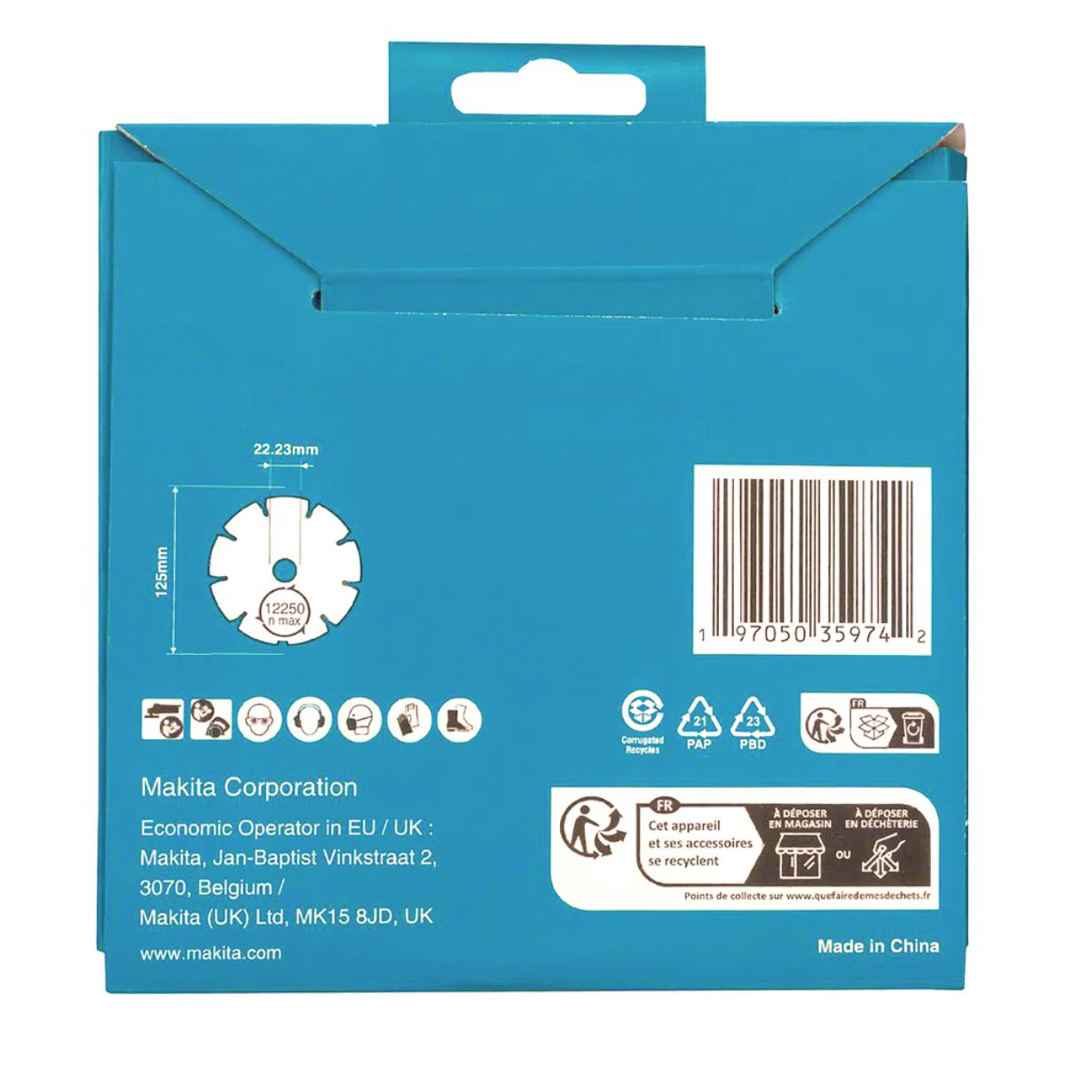 Makita Diamak Diamanttrennscheibe Ø 125 mm, 1,8 mm Schnittstärke, Beton, Ziegel, Stein