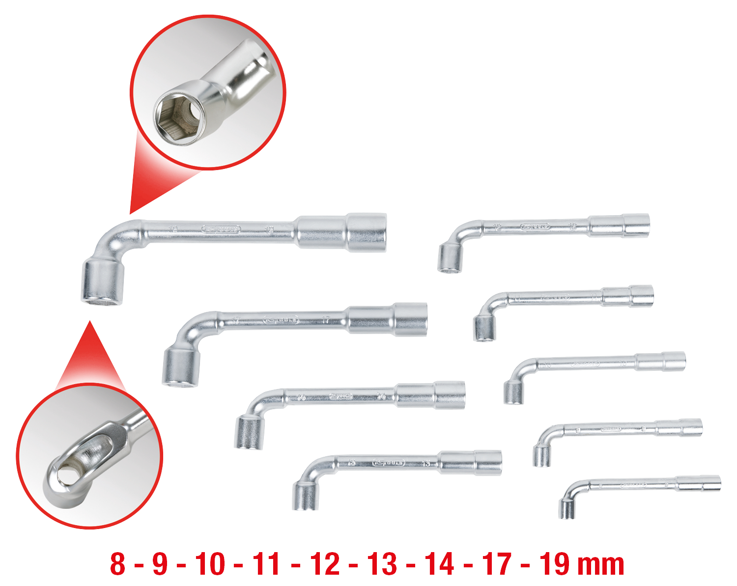 KS Tools ULTIMATEplus Doppel-Steckschlüssel-Satz, gekröpft, 9-tlg