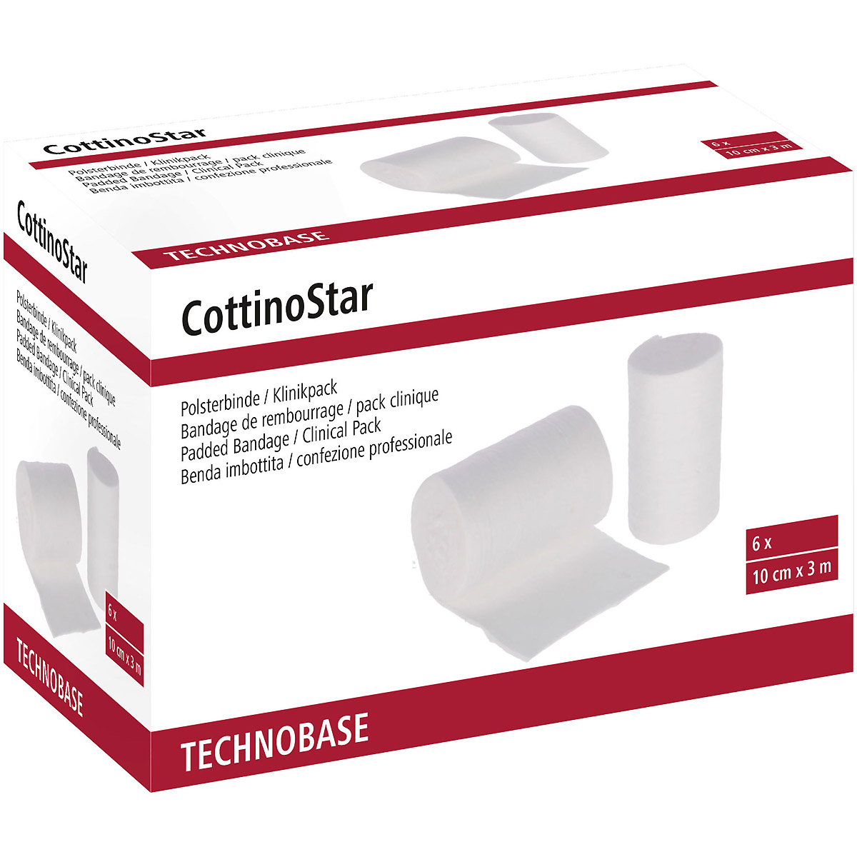 Kerbl Polsterbinde CottinoStar, 10 cm x 3 m, 6 Stück Klinikpack