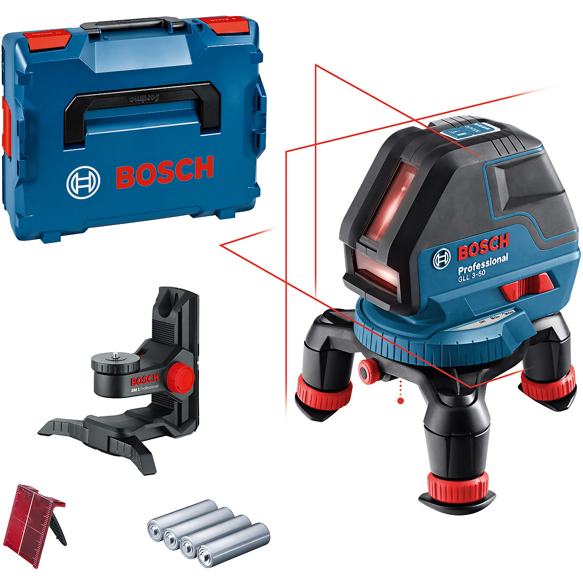 Bosch Linienlaser GLL 3-50, mit Universalhalterung BM 1, L-BOXX
