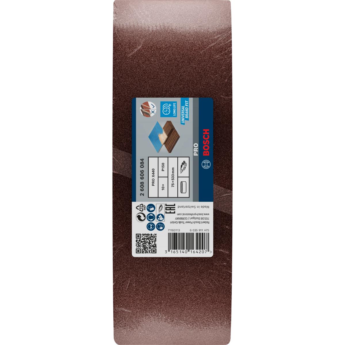 Bosch PRO Schleifband-Set X440 Best for Wood and Paint, 10-teilig 75x533 mm